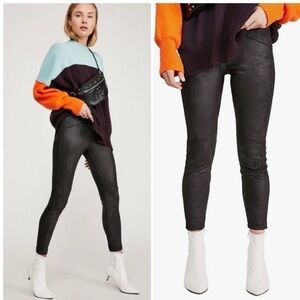 Free People Black Vegan Midnight Mob Wife Faux Leather Pull On Leggings Sz S